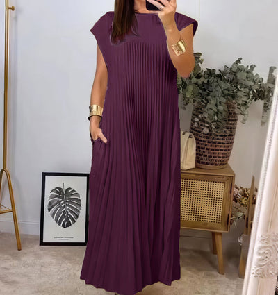 Genevieve | Simple Sleeveless Pleated Dress
