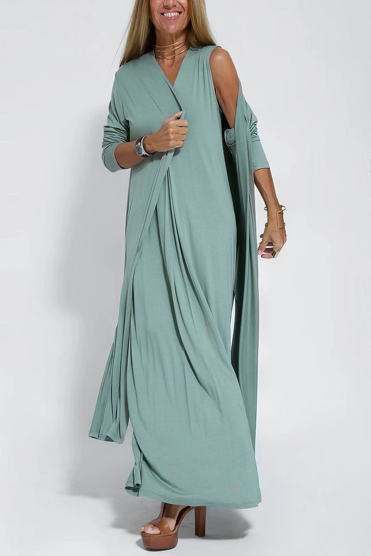 Daphne | Elegant Maxi Dress + Free Matching Cardigan