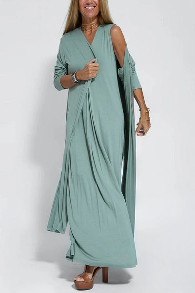 Daphne | Elegant Maxi Dress + Free Matching Cardigan